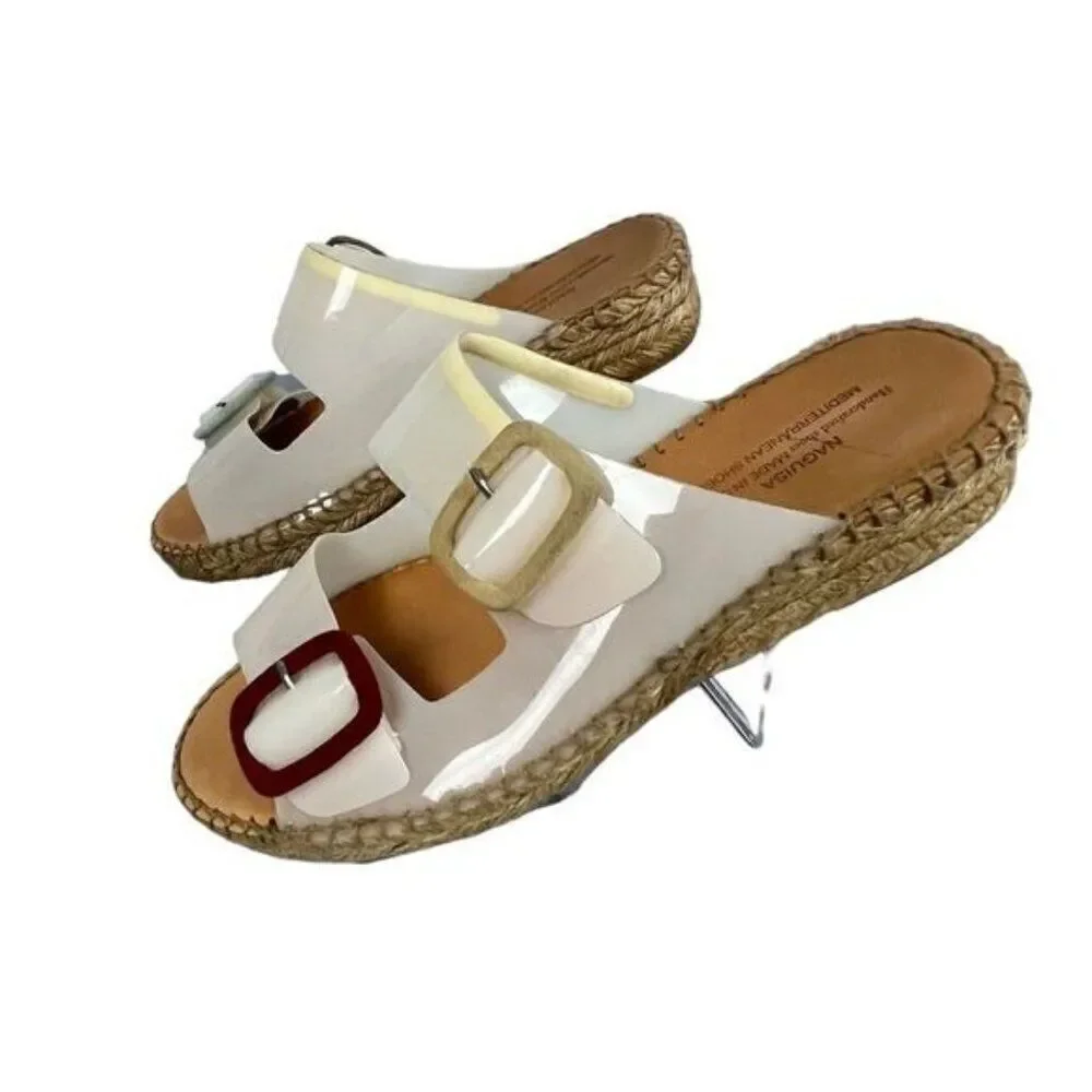 NAGUISA WOMENS TWO STRAP SANDALS WHITE SIZE 37 OR 6